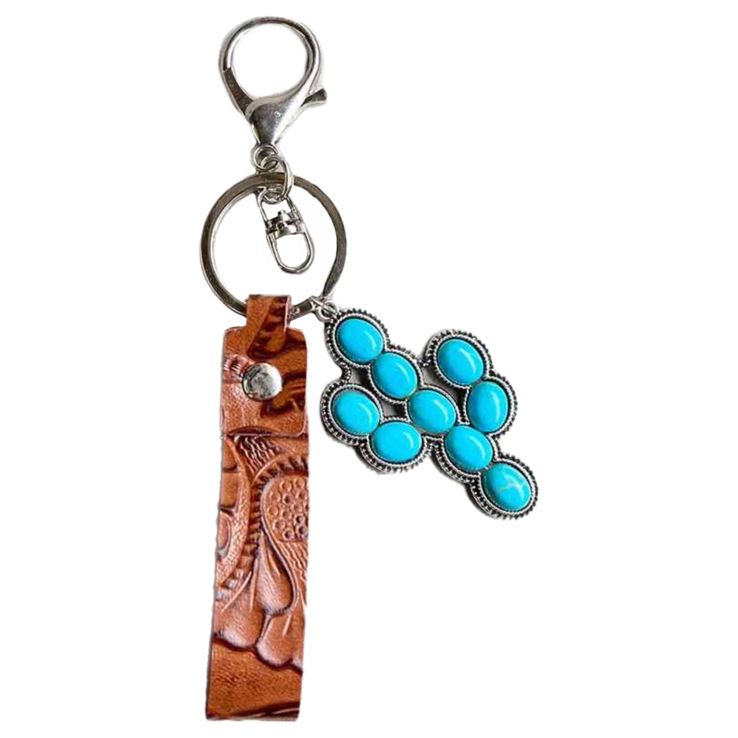 Turquoise Genuine Leather Keychain