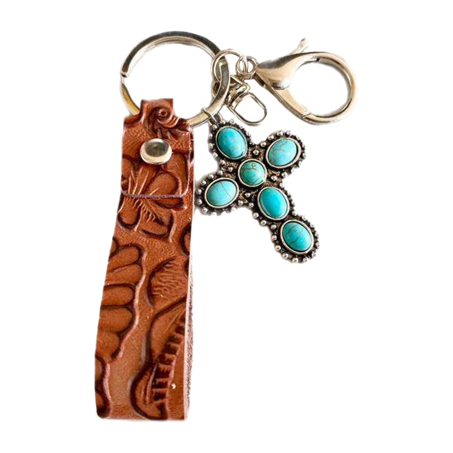 Turquoise Genuine Leather Keychain