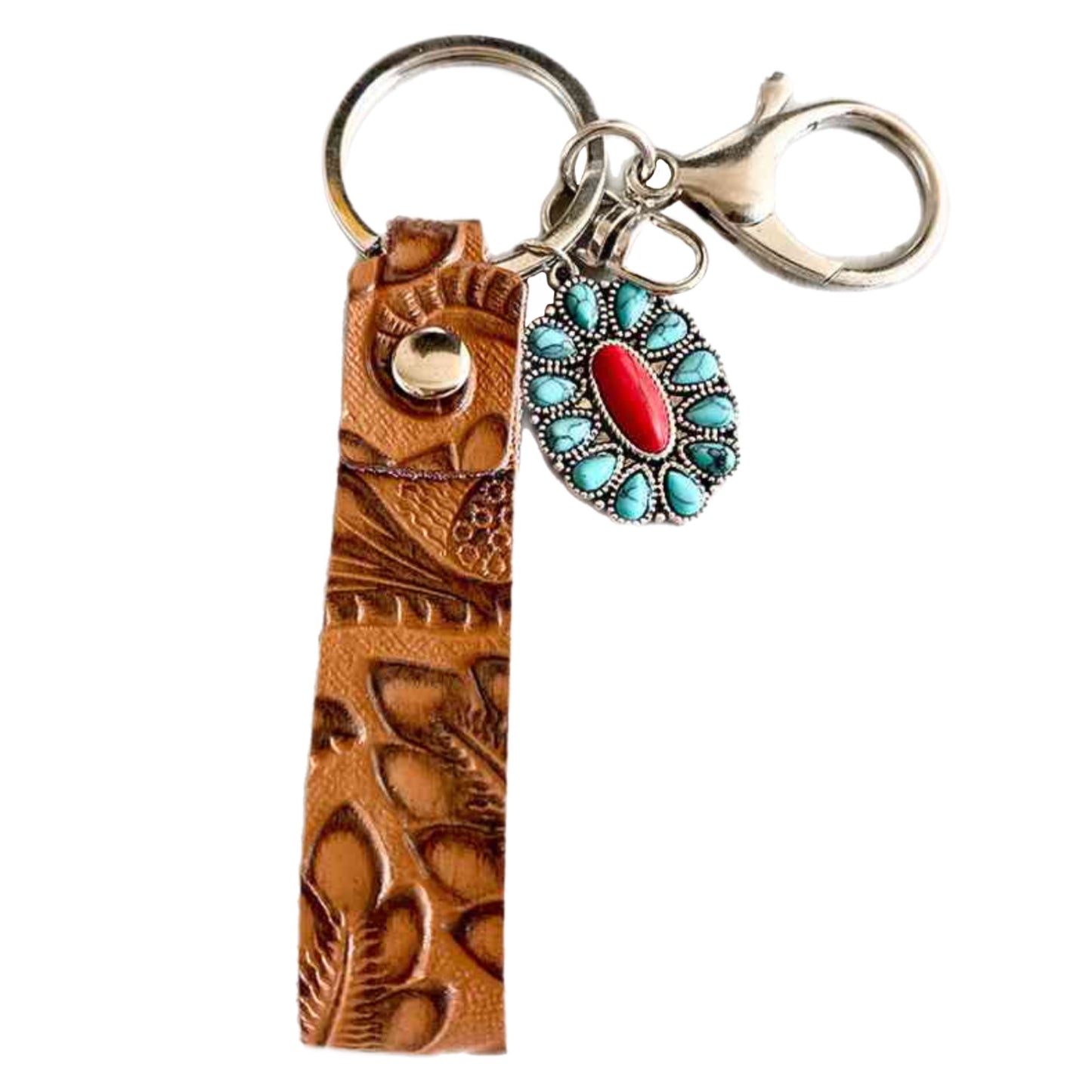 Turquoise Genuine Leather Keychain