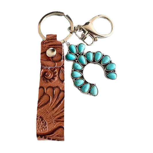 Turquoise Genuine Leather Keychain