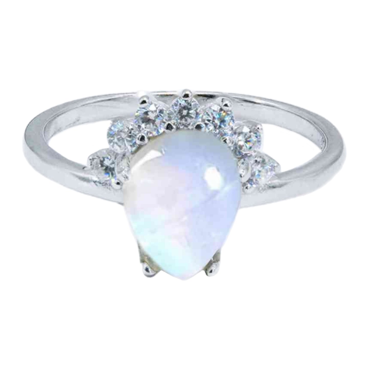 Rainbow Moonstone Teardrop Ring