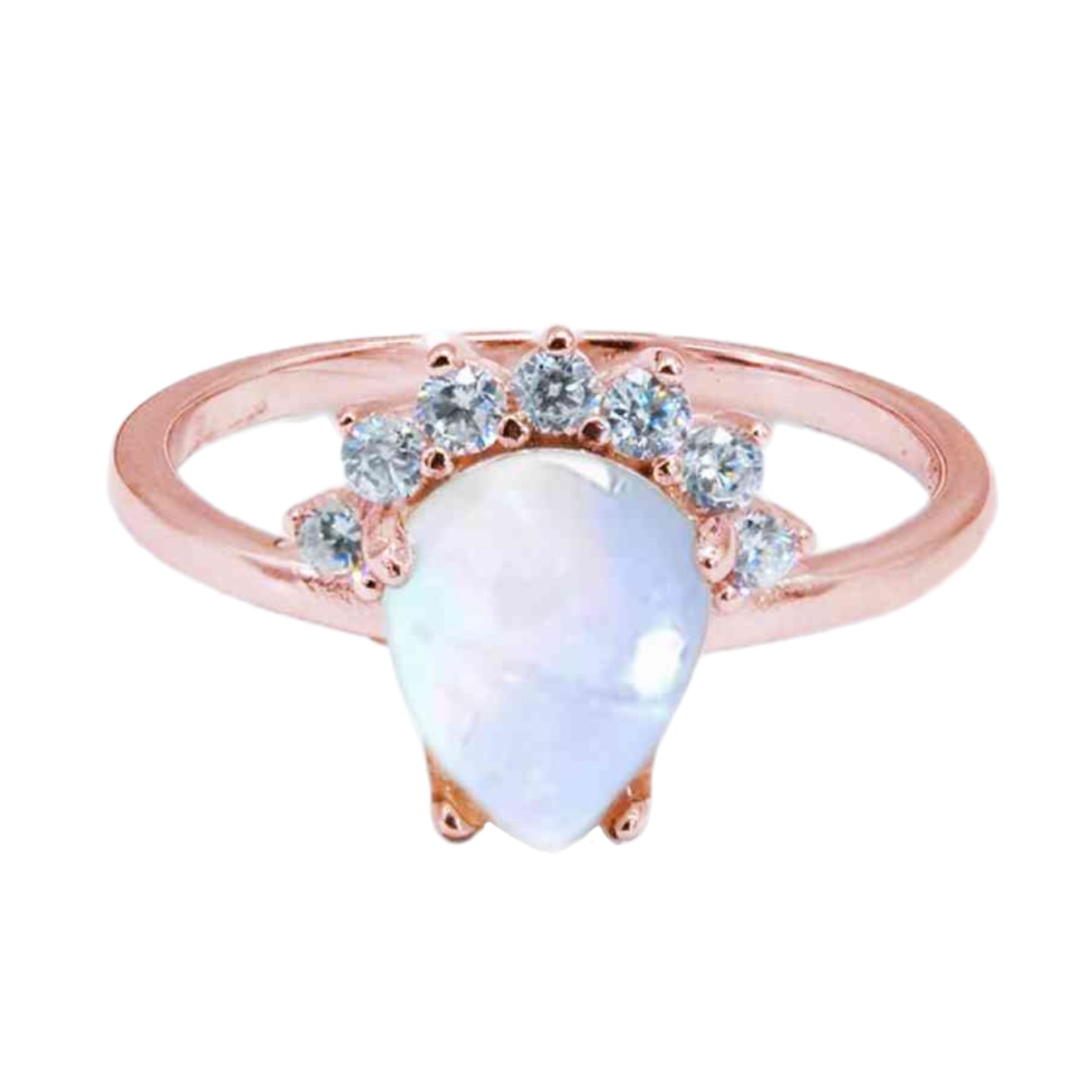 Rainbow Moonstone Teardrop Ring