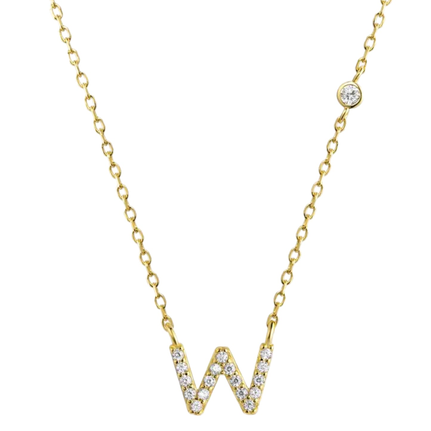 CZ Initial Charm Necklace - V to Z