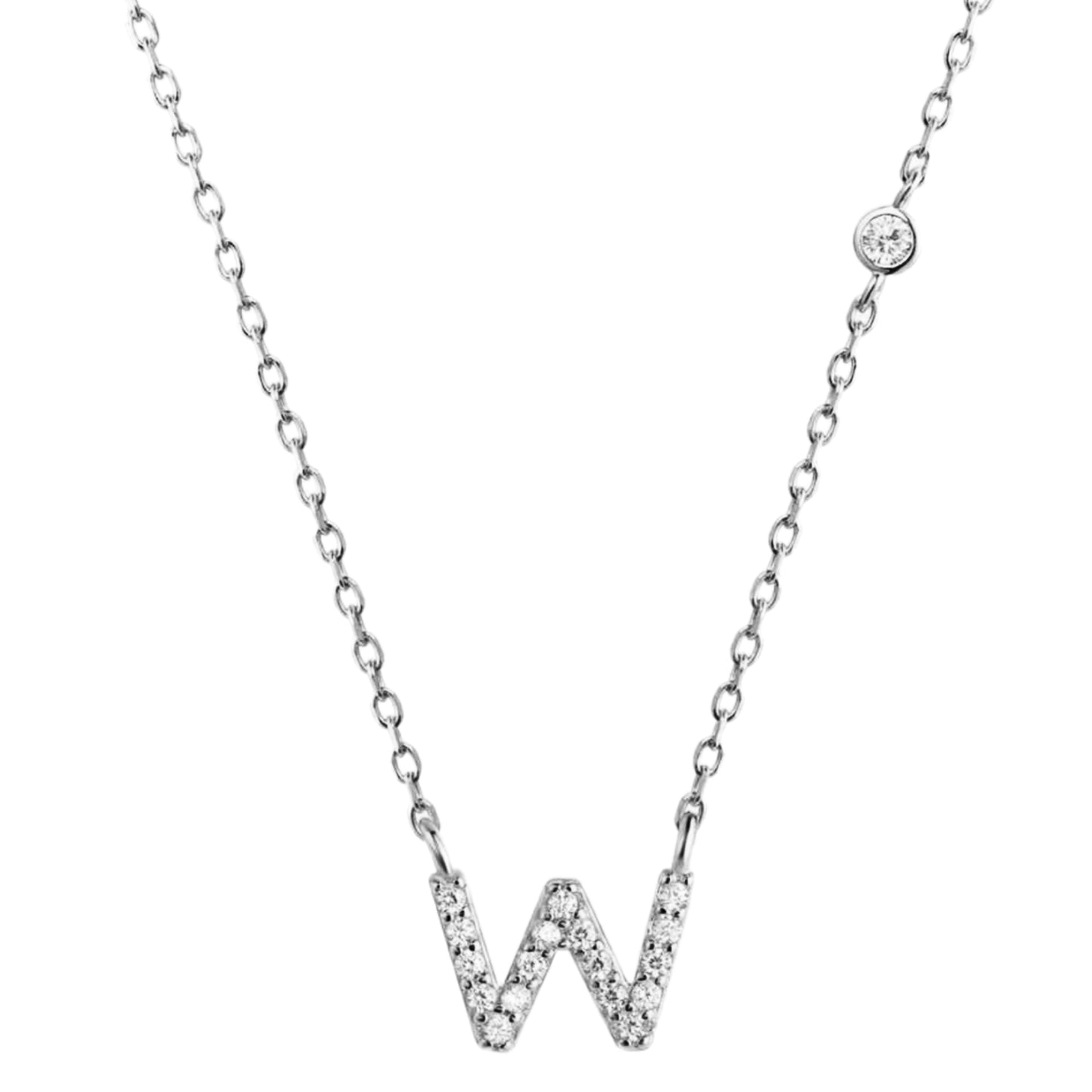 CZ Initial Charm Necklace - V to Z