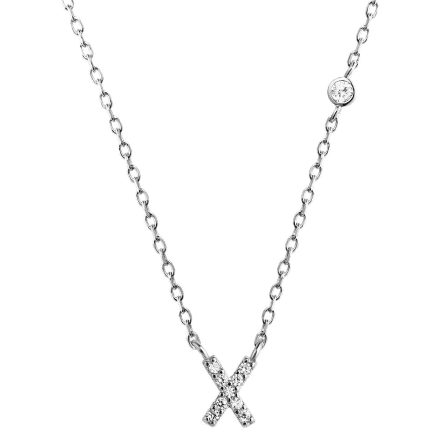 CZ Initial Charm Necklace - V to Z