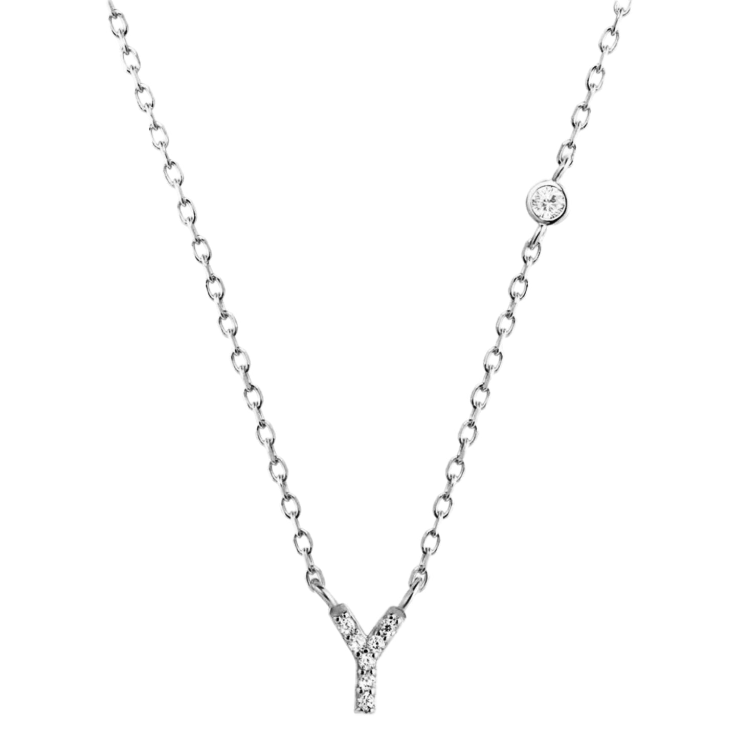 CZ Initial Charm Necklace - V to Z