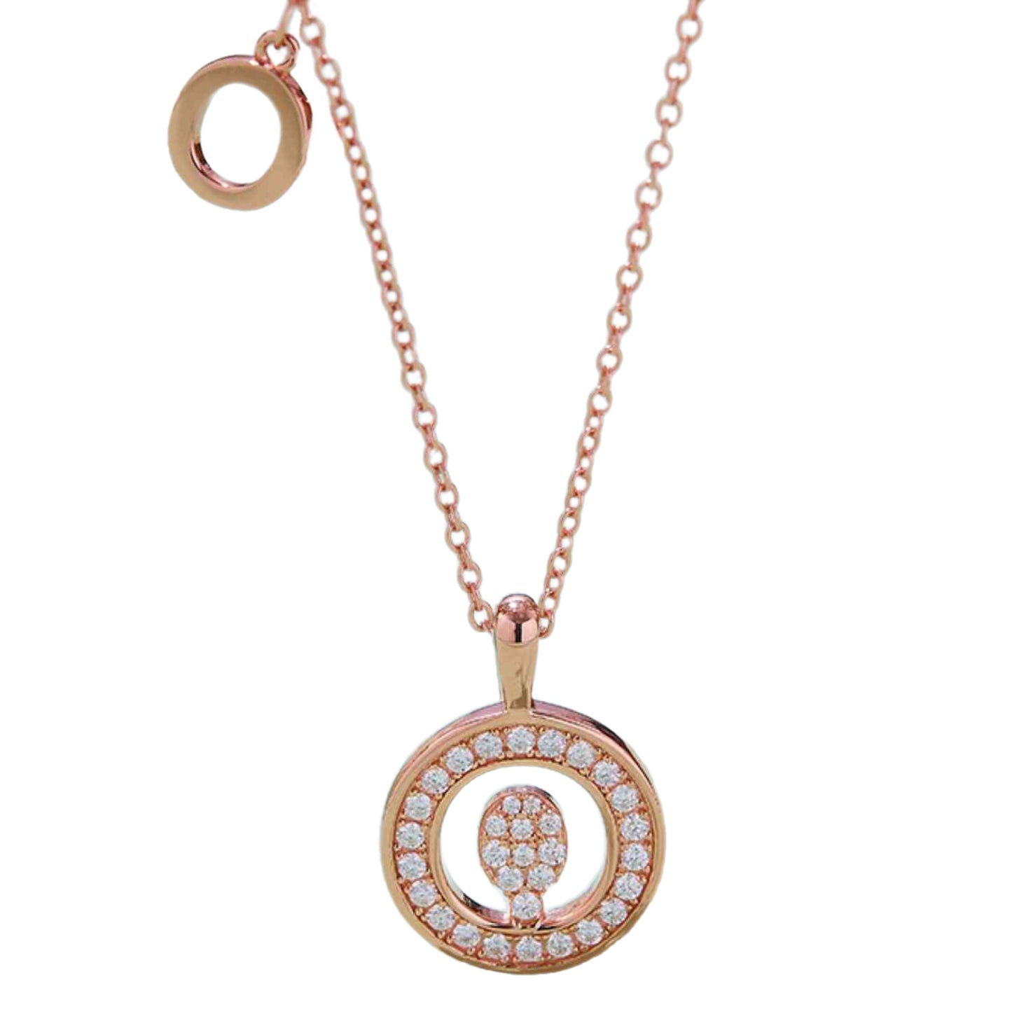 Rose Gold Initial Coin Charm Necklace - M to T