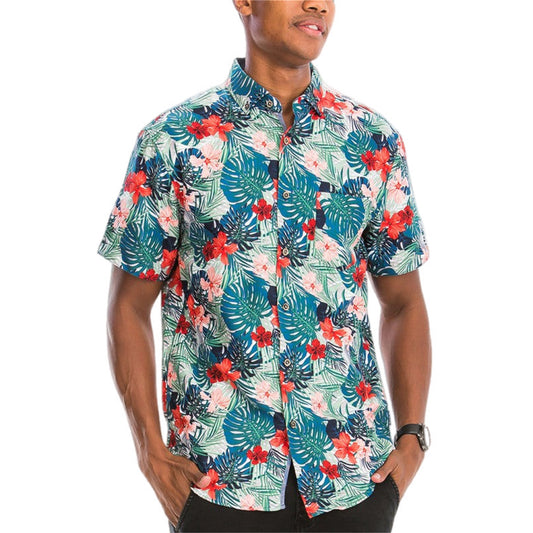 Island Blossom Short Sleeve Button Down