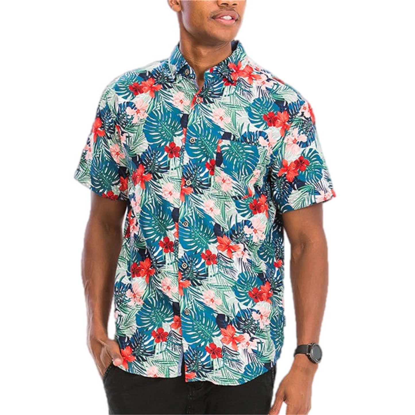 Island Blossom Short Sleeve Button Down