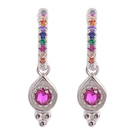 925 Sterling Silver Inlaid CZ Earrings