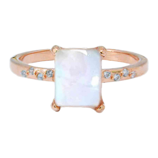 Moonstone Rectangle Solitaire Ring