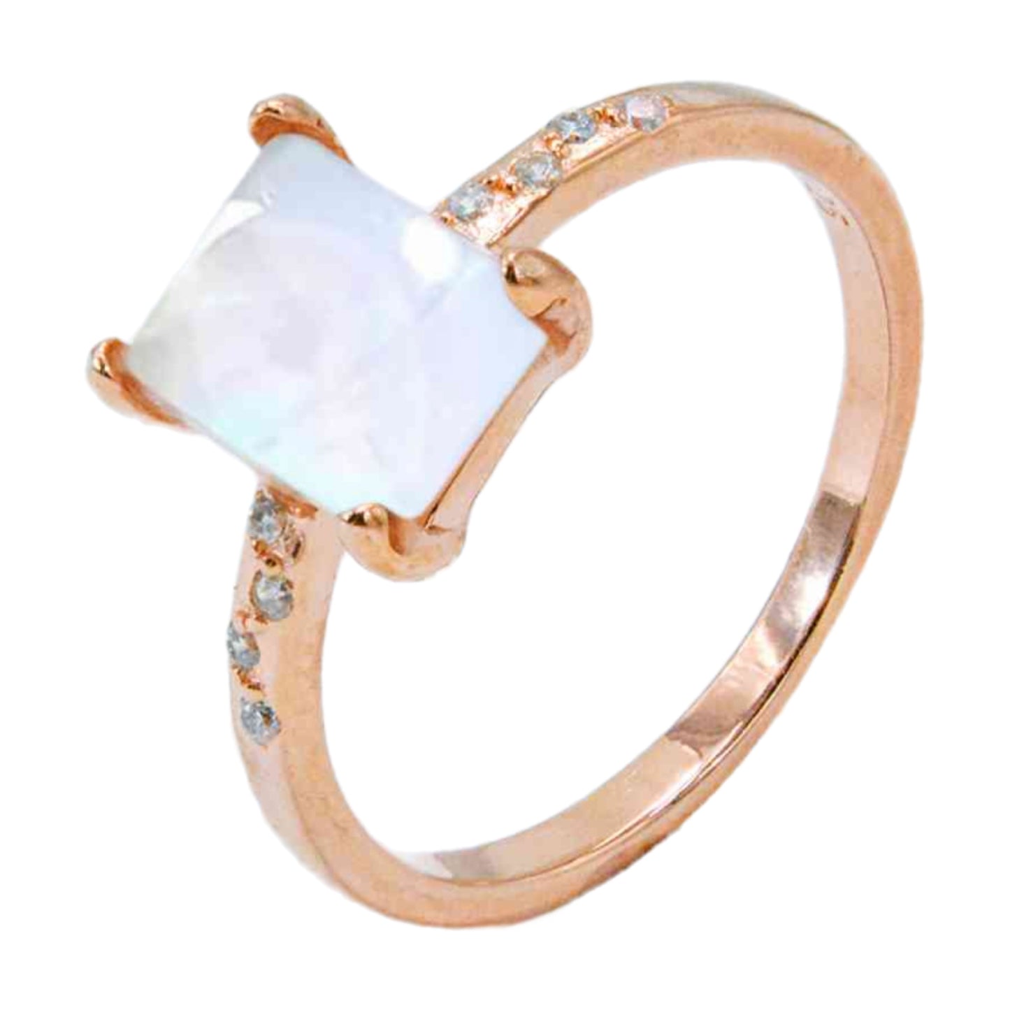 Moonstone Rectangle Solitaire Ring