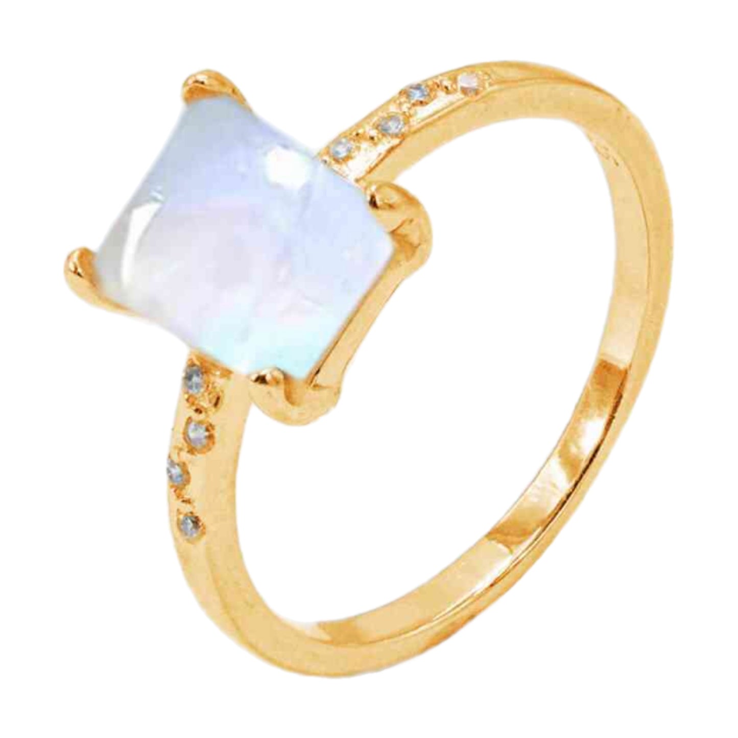 Moonstone Rectangle Solitaire Ring