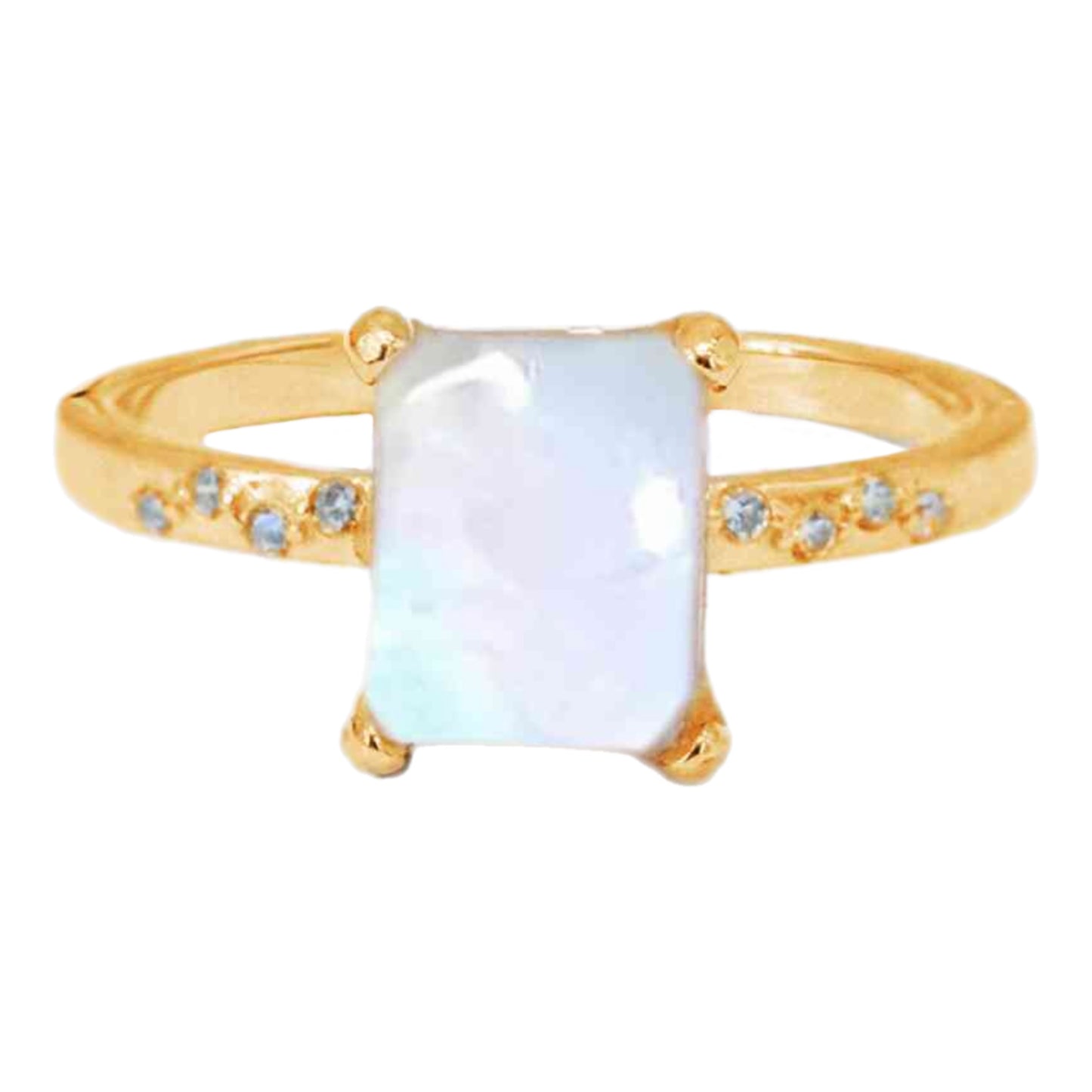 Moonstone Rectangle Solitaire Ring