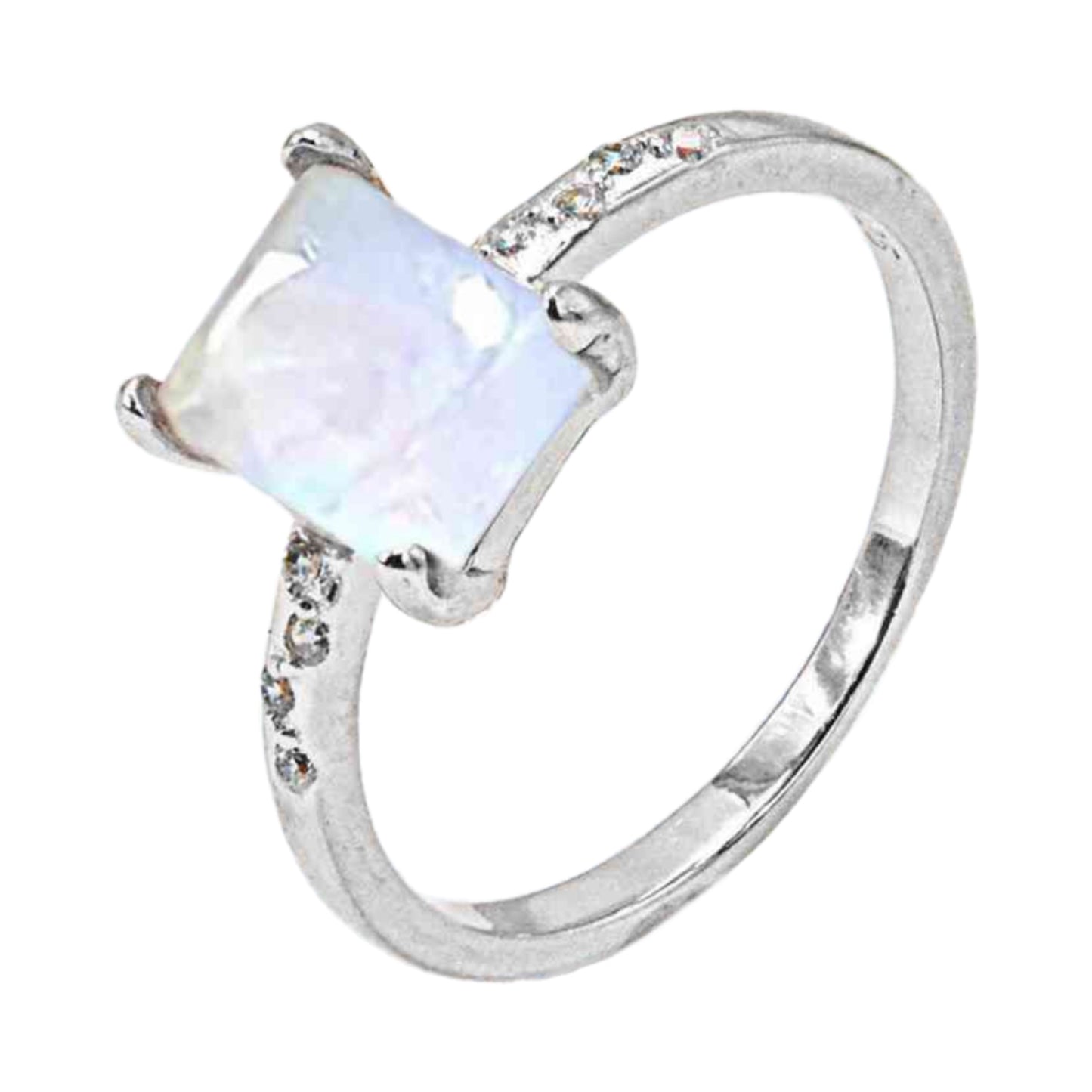 Moonstone Rectangle Solitaire Ring