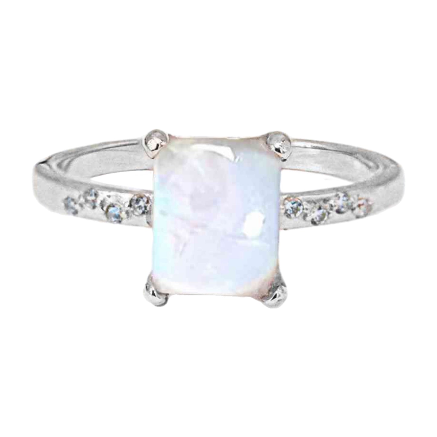 Moonstone Rectangle Solitaire Ring