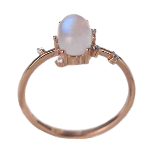 Moonstone Rose Gold Solitaire Ring