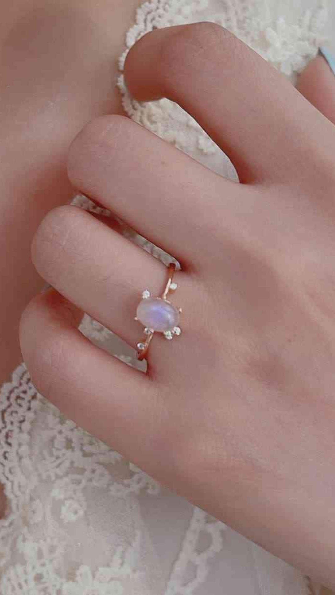 Moonstone Rose Gold Solitaire Ring