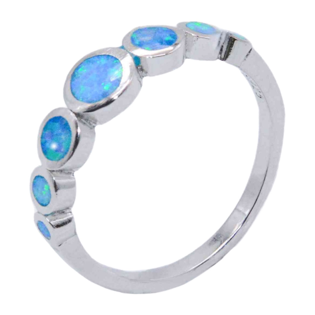 Blue Opal Sterling Silver Ring