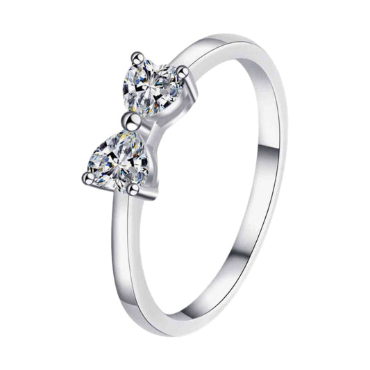 Moissanite Bow Sterling Silver Ring