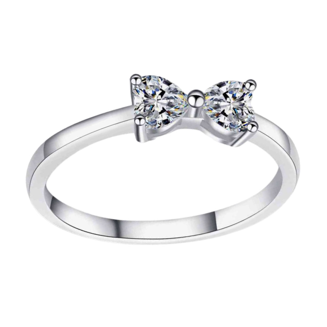 Moissanite Bow Sterling Silver Ring