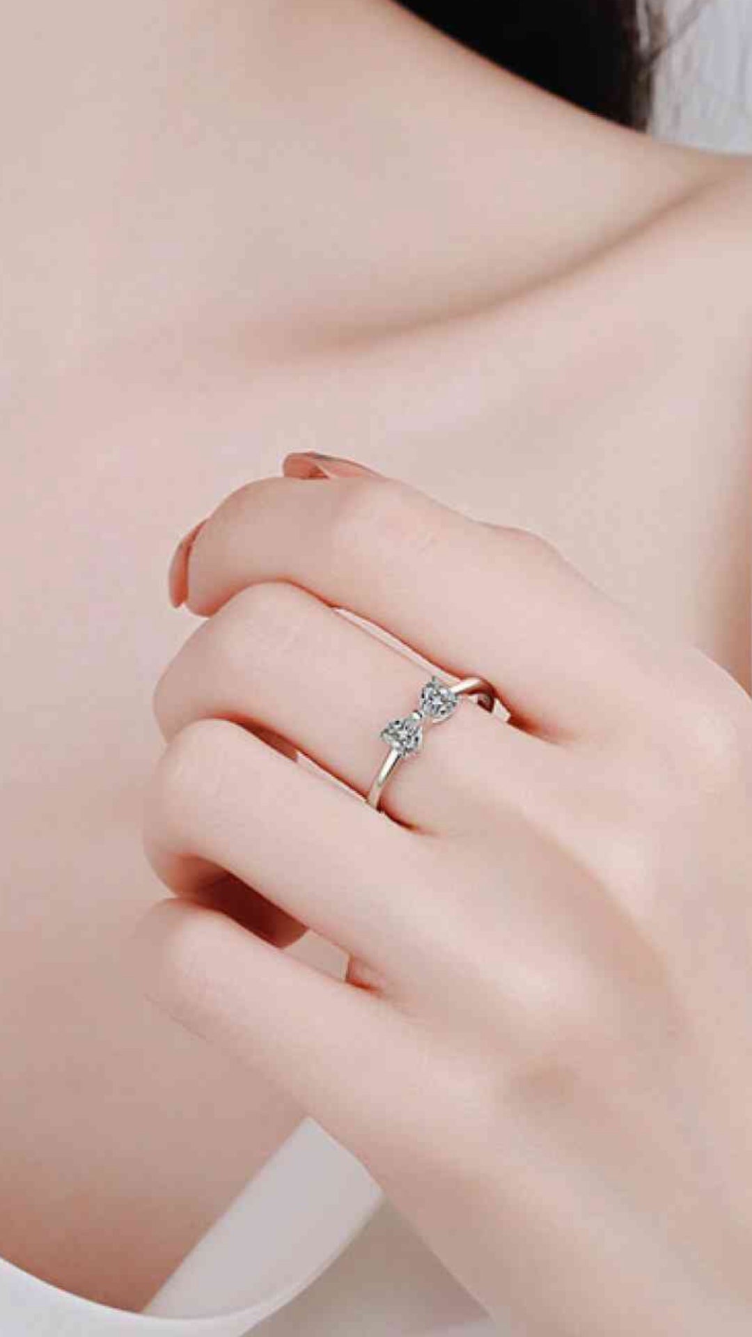 Moissanite Bow Sterling Silver Ring