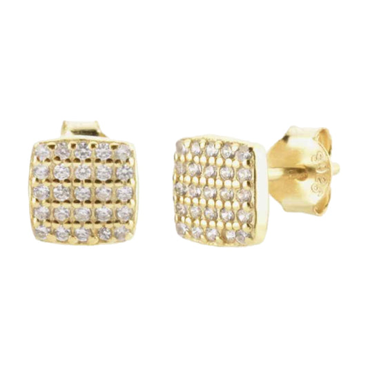 CZ Square Sterling Stud Earrings