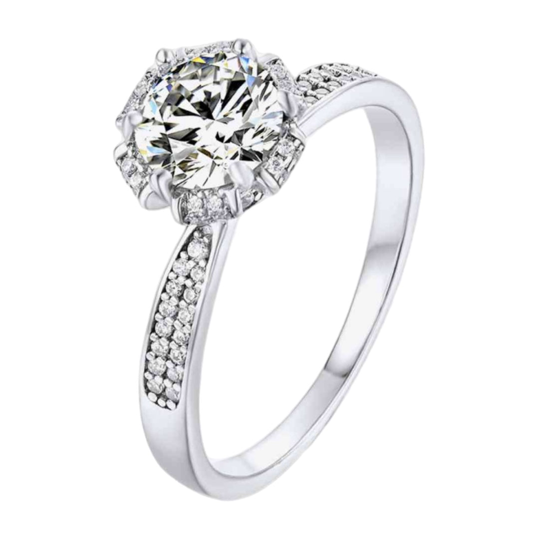 Moissanite Sterling Silver Solitaire Ring