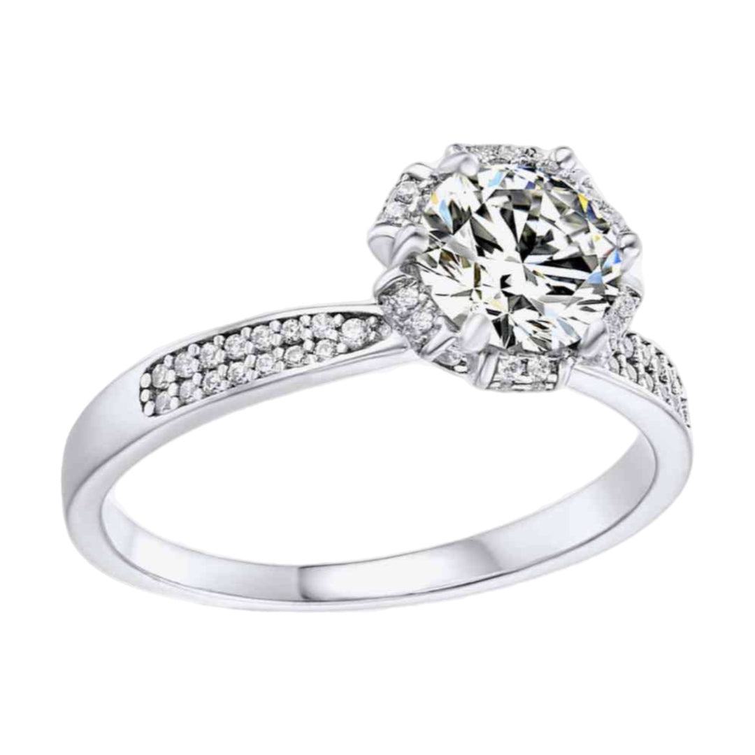 Moissanite Sterling Silver Solitaire Ring