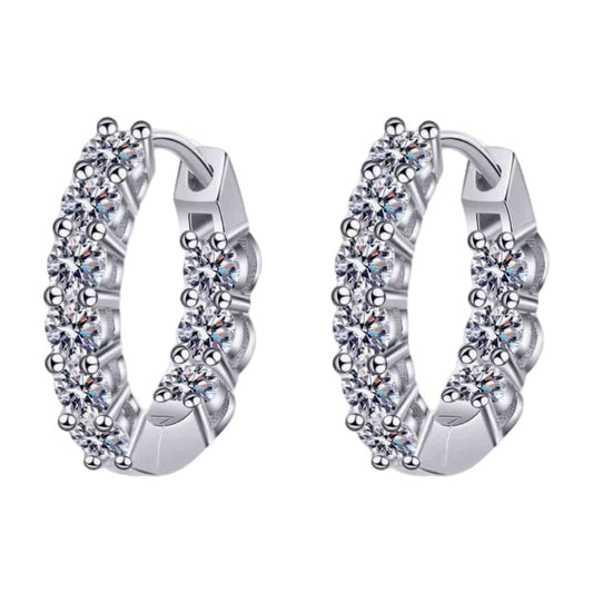 Moissanite Sterling Silver Hoop Earrings