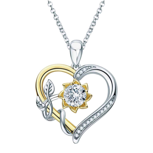 Moissanite Heart Sterling Silver Charm Necklace