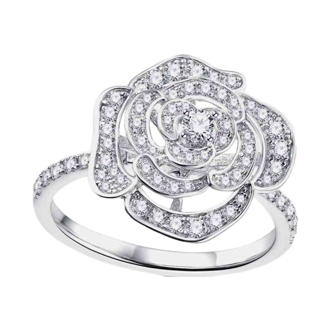 Sterling CZ Flower Ring