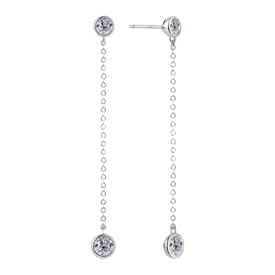 Moissanite Sterling Dangle Stud Earrings