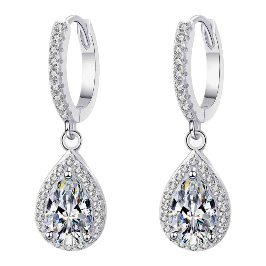 Moissanite Sterling Silver Dangle Hoop Earrings