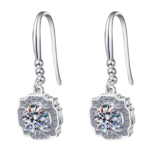 Moissanite Sterling Silver Dangle Earrings