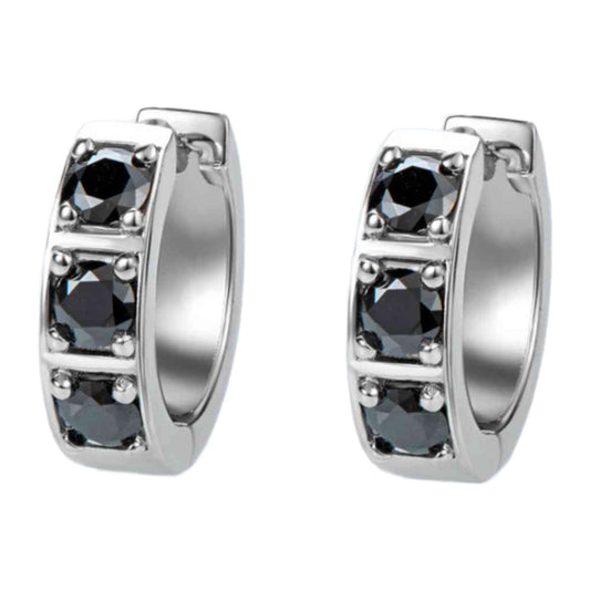 CZ Sterling Silver Huggie Hoop Earrings