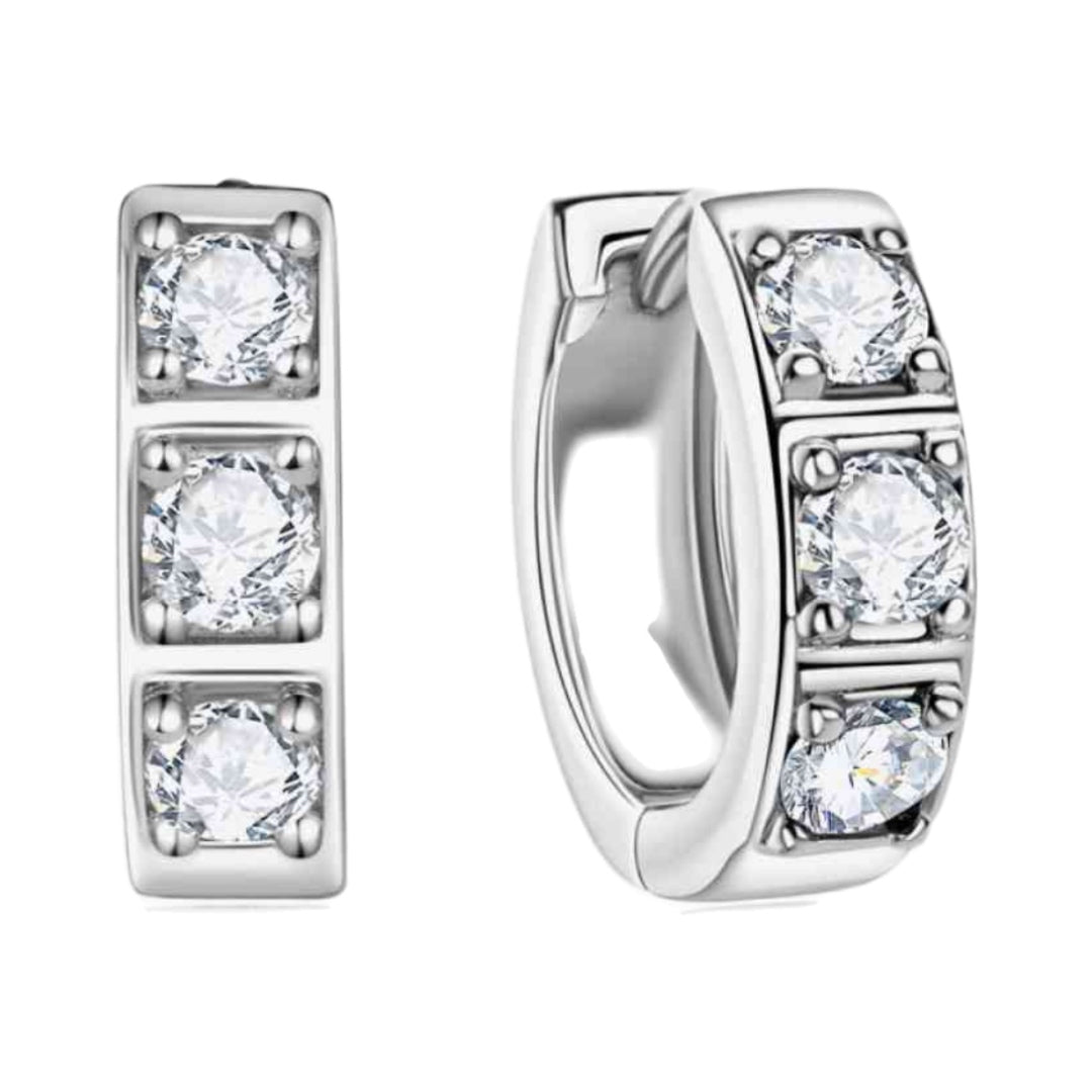 CZ Sterling Silver Huggie Hoop Earrings