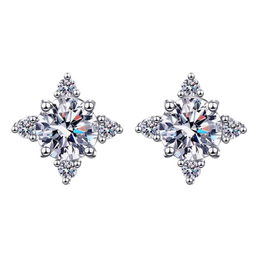 Moissanite Star Sterling Silver Stud Earrings