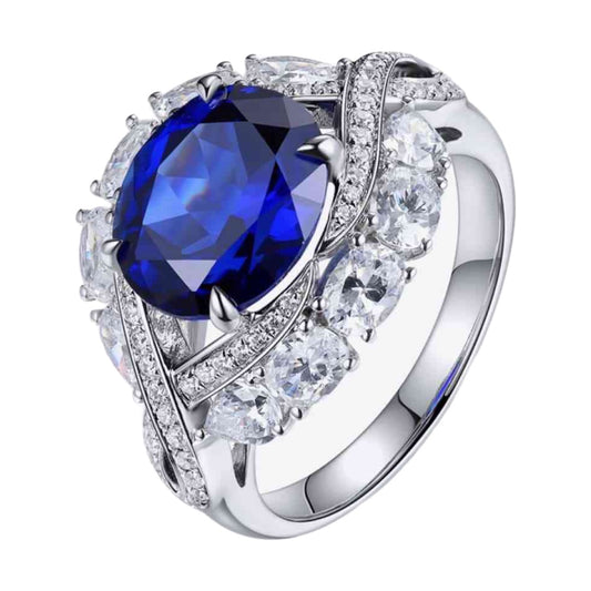 Sterling Silver Sapphire Statement Ring