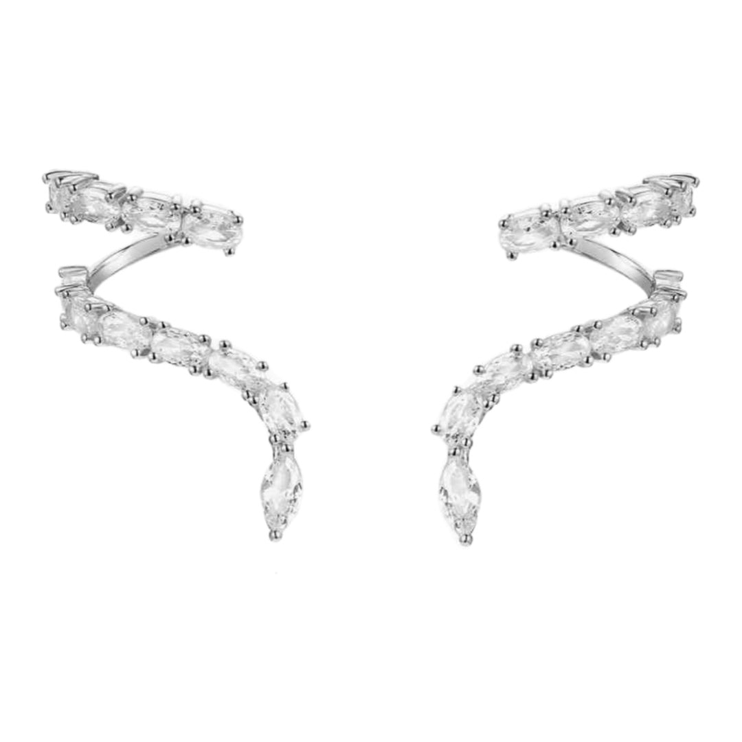 Sterling CZ Twirl Stud Earrings