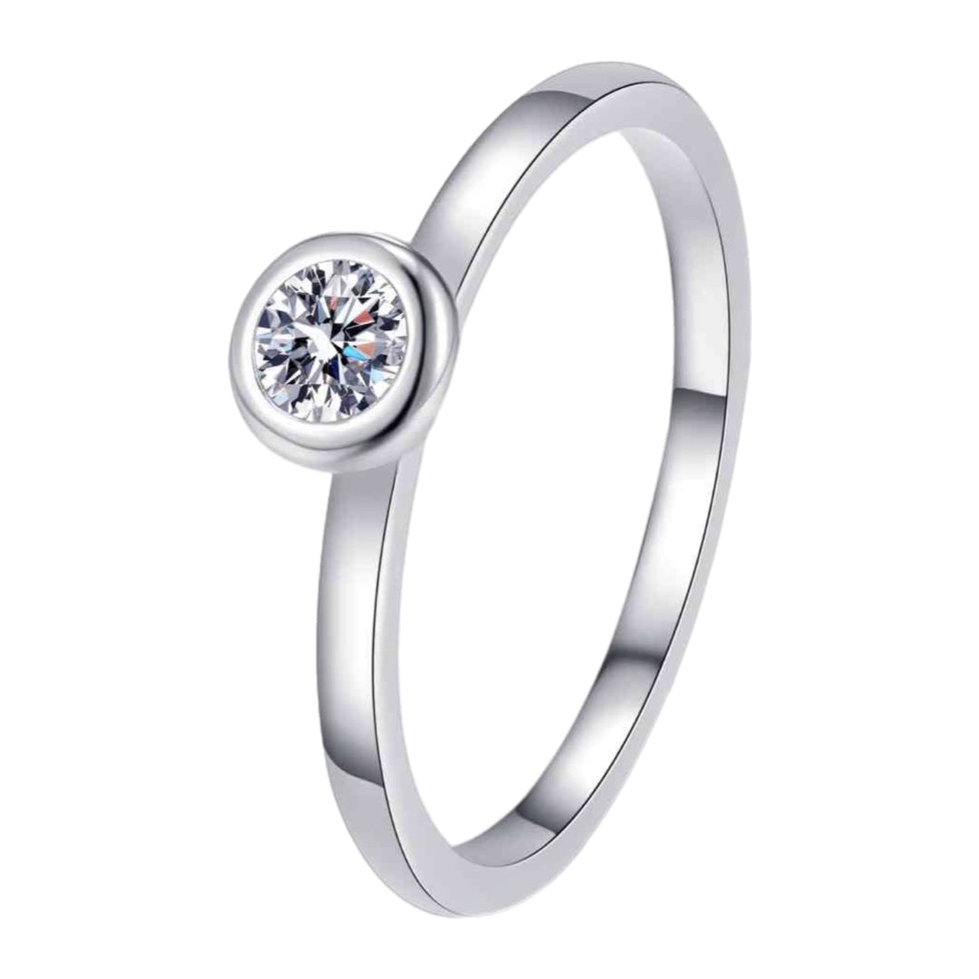 Moissanite Sterling Silver Solitaire Ring