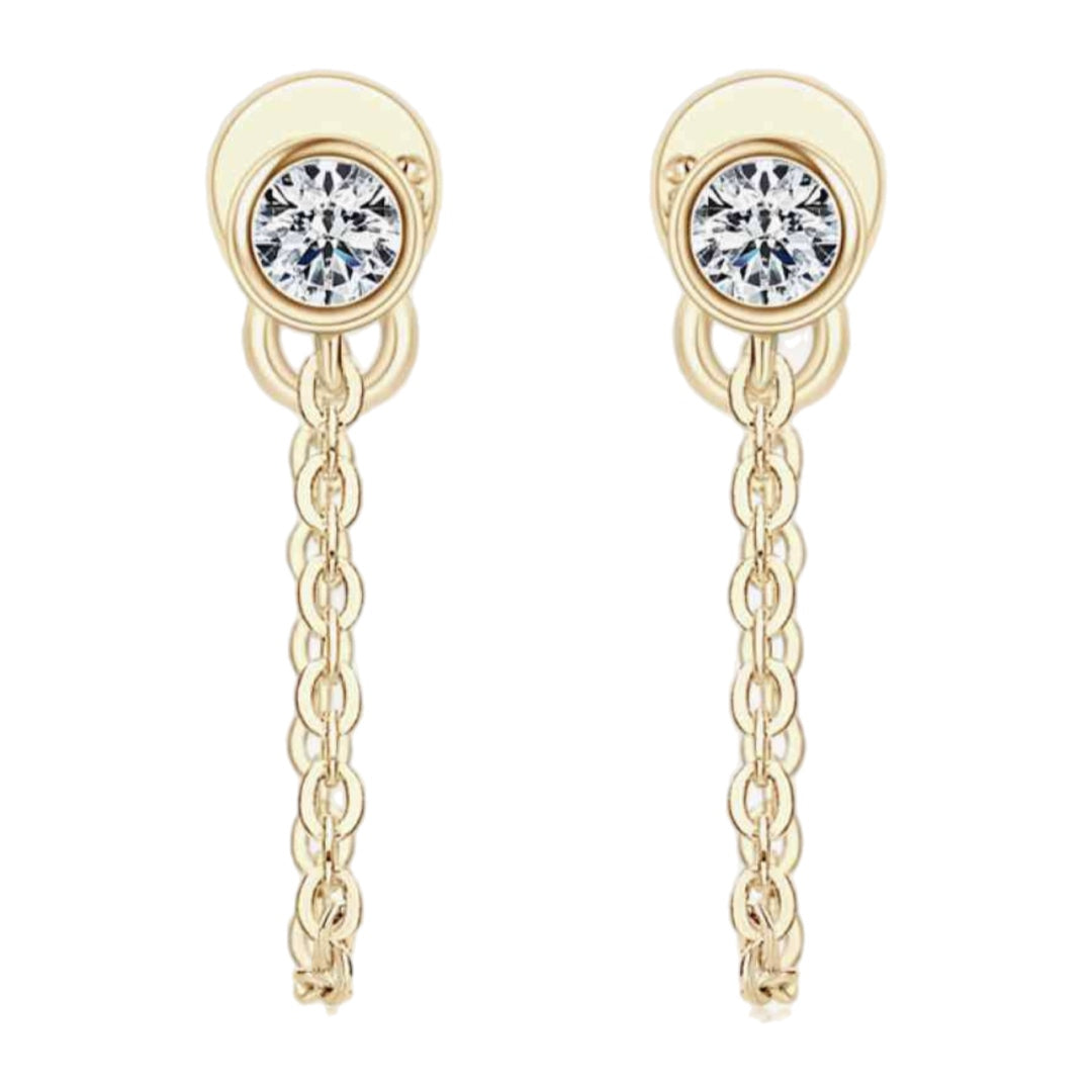 Sterling Moissanite Dangle Chain Stud Earrings