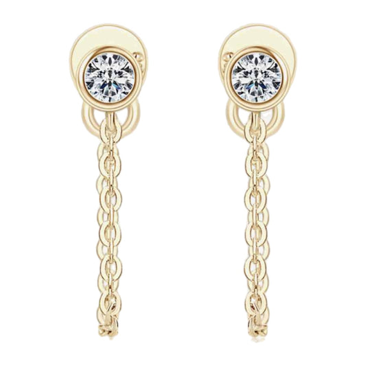 Sterling Moissanite Dangle Chain Stud Earrings