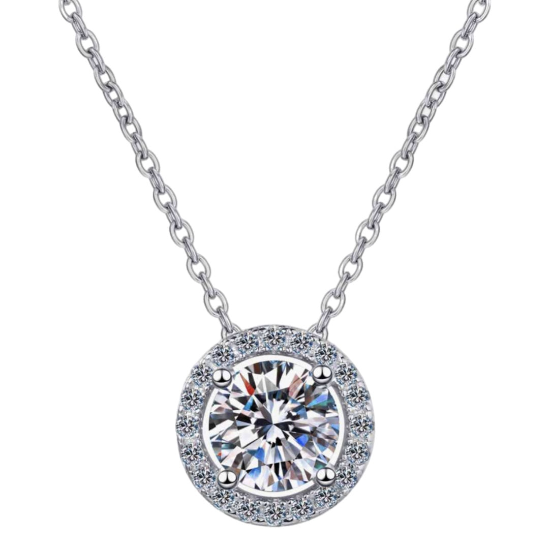 Moissanite Sterling Silver Charm Necklace