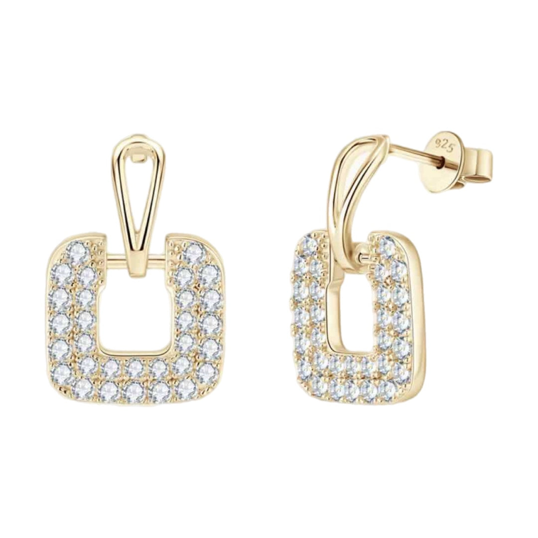 Sterling Moissanite Dangle Square Stud Earrings