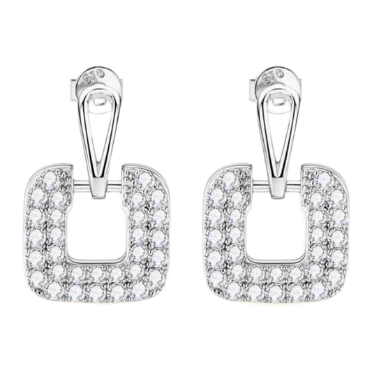 Sterling Moissanite Dangle Square Stud Earrings