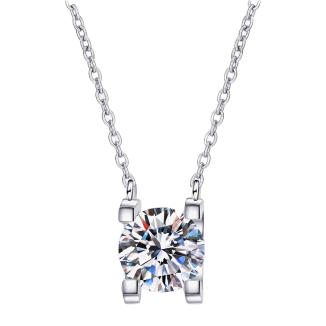 Moissanite Sterling Silver Charm Necklace