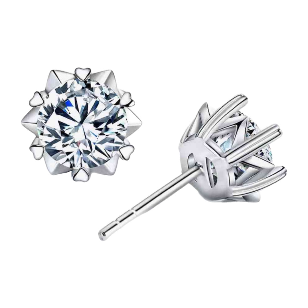 Moissanite Sterling Silver Stud Earrings