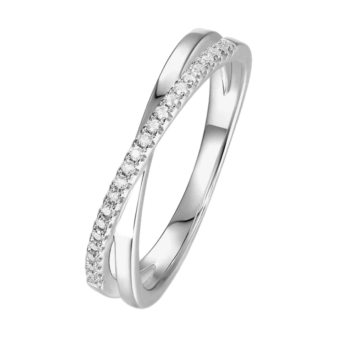 Moissanite Sterling Silver Band Twist Ring