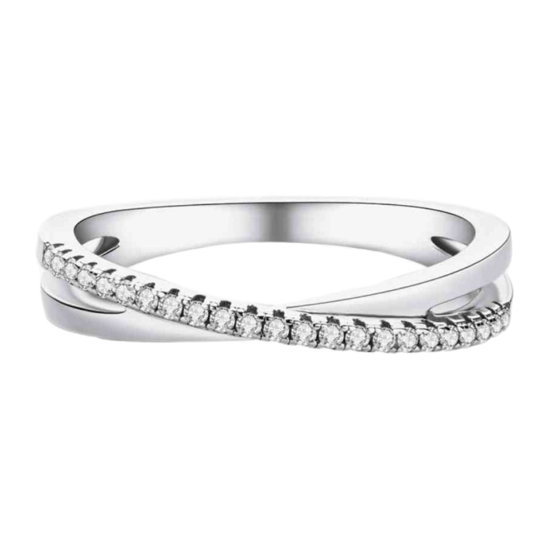 Moissanite Sterling Silver Band Twist Ring